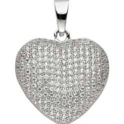 Anhänger Herz mit Zirkonia weiß 925 Silber Halsschmuck Silberanhänger