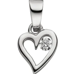 Anhänger Herz mit Zirkonia weiß 925 Silber rhodiniert 10x7,6mm Halsschmuck