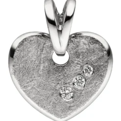 Anhänger Herz 585 Weißgold mit 3 Brillanten 0.03Ct 10x11,4mm Herzanhänger
