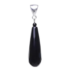 Anhänger in Tropfenform aus echtem Onyx & 925 Silber, schwarz
