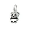 Anhänger kleiner Pandabär 9x7mm glänzend schwarz lackiert aus 925 Silber Kinder
