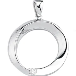 Anhänger Kreis aus 925 Silber rund mit Zirkonia weiß Ø 21,3mm Halsschmuck