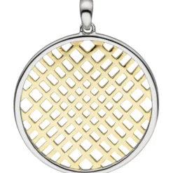 Anhänger Kreis mit Netz-Muster aus 925 Silber bicolor vergoldet Ø25,4mm rund