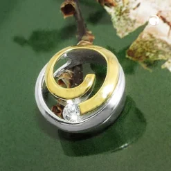 Anhänger Kreis mit Spirale und Zirkonia 11,5mm aus 925 Silber teilvergoldet