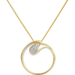 Anhänger Kreis 25mm aus 585 Gold Gelbgold mit 16 Diamanten 0,129 Ct. W-SI