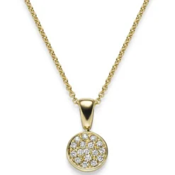 Anhänger Kreis Ø10mm 585 Gold Gelbgold mit 17 Diamanten Brillanten 0,25ct TW-SI