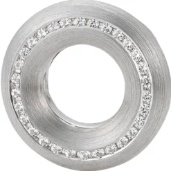 Anhänger Kreis Ø 16,7mm 585 Gold Weißgold mattiert 30 Diamanten 0,195 Ct. W-SI
