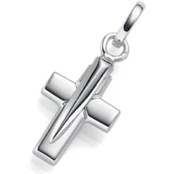Anhänger Kreuz aus 585 Echt Gold Weißgold 13x30mm Halsschmuck
