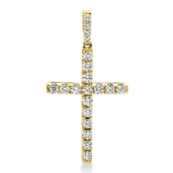 Anhänger Kreuz aus 750 Gelbgold 20 Brillanten 0,49ct TW-SI 31,2x16,7mm mit Öse