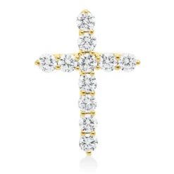 Anhänger Kreuz aus 750 Gelbgold 11 Brillanten 0,83ct W-SI 19,9x14,2mm