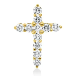 Anhänger Kreuz aus 585 Gelbgold 11 Brillanten 1,02ct W-SI/PI 21,6x16mm