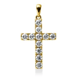 Anhänger Kreuz aus 750 Gelbgold 11 Brillanten 1,57ct TW-VSI/SI 31,6x18mm mit Öse