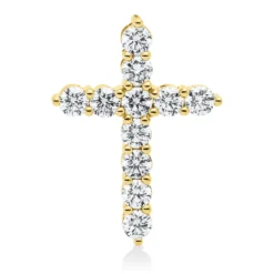 Anhänger Kreuz aus 750 Gelbgold 11 Brillanten 0,97ct TTLB-SI 21,7x16,1mm