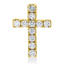 Anhänger Kreuz aus 585 Gelbgold 11 Brillanten 0,47ct W-PI 16,5x11,8mm
