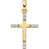 Anhänger Kreuz aus 333 Gold Gelbgold teilrhodiniert 8 Zirkonia 17,2x11,1mm