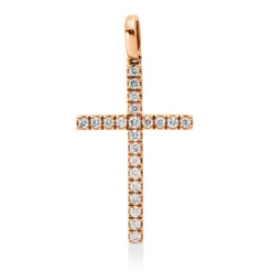 Anhänger Kreuz aus 585 Gold Rotgold 22 Brillanten 0,32ct W-SI 31,8x16mm