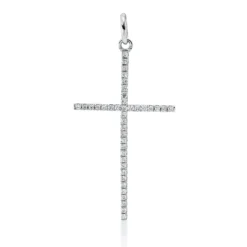 Anhänger Kreuz aus 750 Gold Weißgold 40 Brillanten 0,12ct TW-SI 30x15mm