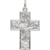 Anhänger Kreuz aus 925 Silber rhodiniert mattiert strukturiert 33,8x22,6mm