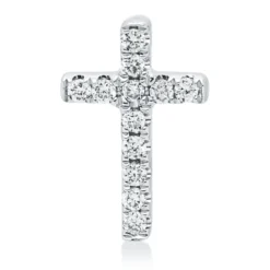 Anhänger Kreuz aus 750 Weißgold 12 Brillanten 0,04ct W-SI 8,1x5,3mm