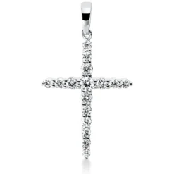 Anhänger Kreuz aus 750 Weißgold 16 Brillanten 0,28ct TW-SI 21,9x13,8mm mit Öse