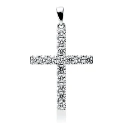 Anhänger Kreuz aus 750 Weißgold 15 Brillanten 1,5ct TW-VSI/SI 35,5x22,3mm