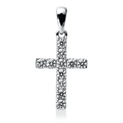 Anhänger Kreuz aus 750 Weißgold 11 Brillanten 0,48ct TW-VSI/SI 24,2x12,7mm