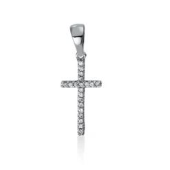 Anhänger Kreuz aus 750 Weißgold 20 Brillanten 0,04ct TW-SI 12,2x6,5mm mit Öse