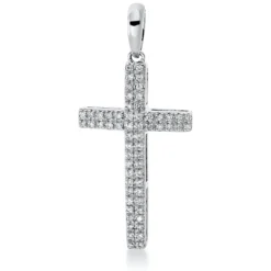 Anhänger Kreuz aus 750 Weißgold 60 Brillanten 0,14ct TW-PI 27,6x12,5mm mit Öse