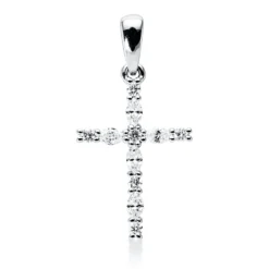 Anhänger Kreuz aus 750 Weißgold 11 Diamanten 0,26ct TW-VSI/SI 23,3x12,1mm