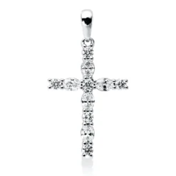 Anhänger Kreuz aus 750 Weißgold 11 Diamanten 0,67ct TW-VSI/SI 27,8x15,4mm