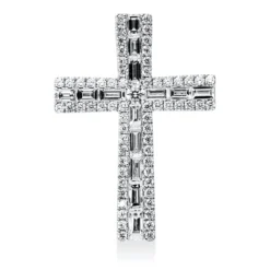 Anhänger Kreuz aus 750 Weißgold 79 Diamanten 1,41ct TW-VSI/SI 28,7x20,3mm