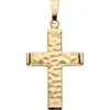 Anhänger Kreuz gehämmert 30,8x18,6mm aus 375 Gold Gelbgold teilmattiert