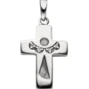 Anhänger Kreuz mit Engel Schutzengel Silhouette 925 Silber mit 4 Zirkonia
