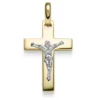 Anhänger Kreuz mit Jesus 29x15mm 585 Gold Gelbgold & Weißgold bicolor