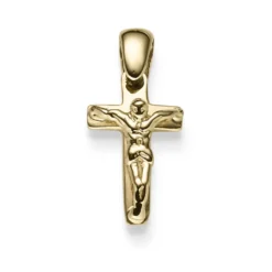 Anhänger Kreuz mit Korpus 19x9mm aus 585 Gold Gelbgold glänzend Halsschmuck