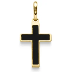Anhänger Kreuz mit Onyx schwarz 24,5x12mm 585 Gold Gelbgold schlicht