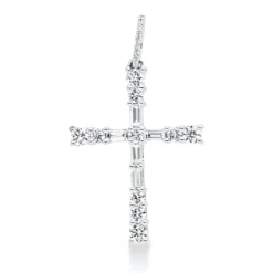 Anhänger Kreuz 750 Weißgold 25 Diamanten Fanatsy-Schliff 0,49ct TW-SI 26,8x15,8mm