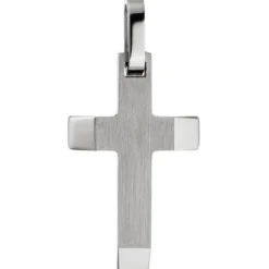 Anhänger Kreuz 25x14,9mm aus Edelstahl teilmattiert teilglänzend Kreuzanhänger