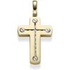 Anhänger Kreuz 38x26mm aus 585 Gold Gelbgold & Weißgold bicolor matt-glänzend