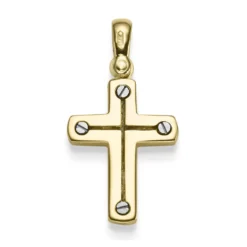 Anhänger Kreuz 26x13,5mm aus 585 Gold Gelbgold & Weißgold schlicht massiv