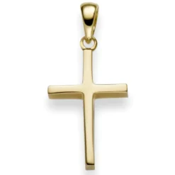 Anhänger Kreuz 25x12mm aus 750 Gold Gelbgold Halsschmuck schlicht massiv