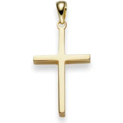 Anhänger Kreuz 30x14,5mm aus 585 Gold Gelbgold Halsschmuck schlicht massiv