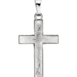 Anhänger Kreuz 23,1x14,1mm aus 585 Gold Weißgold eismatt Halsschmuck