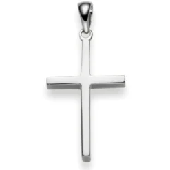 Anhänger Kreuz 30x14,5mm aus 750 Gold Weißgold Halsschmuck schlicht massiv