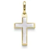 Anhänger Kreuz 24,5x12mm mit Perlmutt aus 585 Gold Gelbgold schlicht