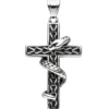 Anhänger Kreuz 46,5x27,5mm mit Schlange aus Edelstahl geschwärzt Unisex
