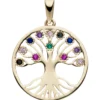 Anhänger Lebensbaum aus 333 Gold Gelbgold Ø17,1mm 12 Zirkonia bunt multicolor