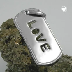 Anhänger Love aus 925 Silber, glänzend, rhodiniert, 32x16mm, Damen