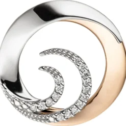 Anhänger mit 16 Diamanten 0.08Ct 585 Gold Weißgold & Rotgold rund