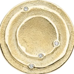 Anhänger mit 4 Diamanten 0.04Ct W/SI Brillanten 585 Gold Gelbgold matt rund